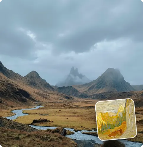 A pixelated image of an orange and white cat lying down, looking to the side, with blurred greenery in the background